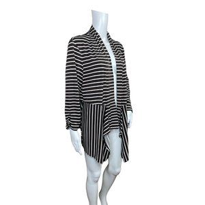 Chico's  Brown White Striped Open Front Cardigan Jacket Size 2 Large